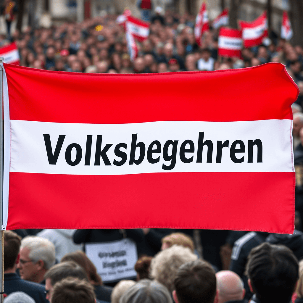 Eine große Menschenmenge fordert ein Volksbegehren
