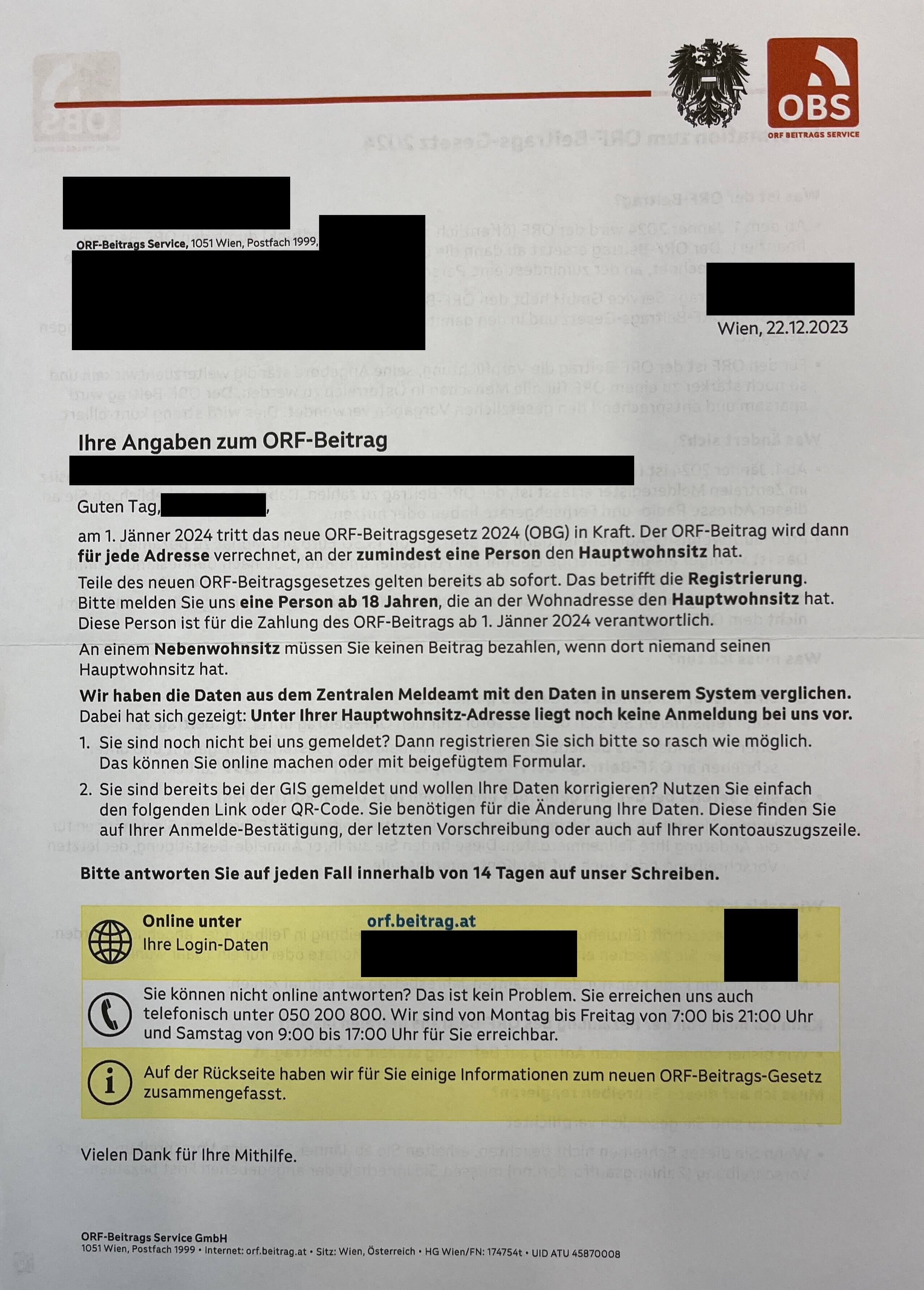 Anmeldungsbrief von der OBS Seite 1