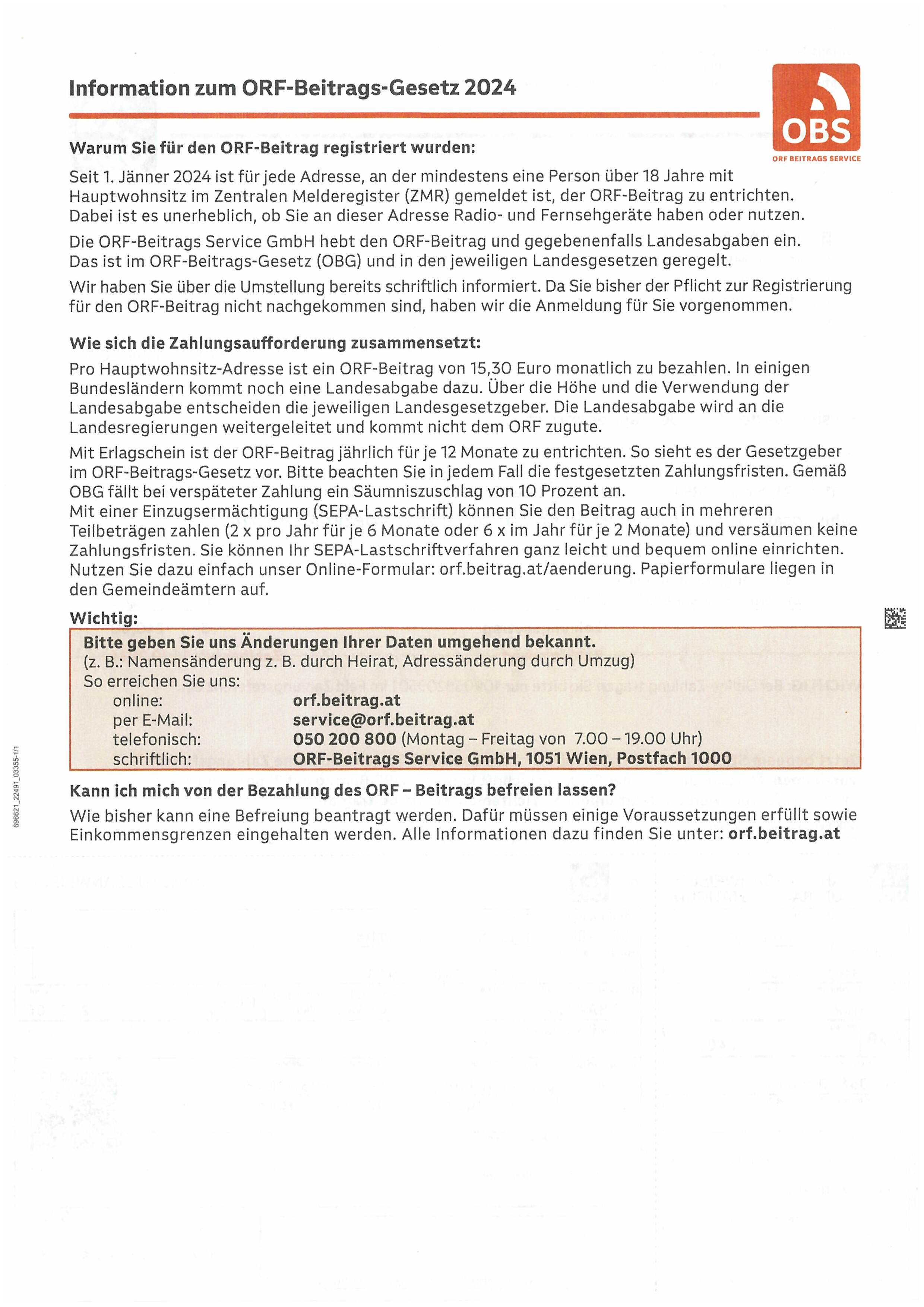 Zahlungsaufforderung von der OBS Seite 2